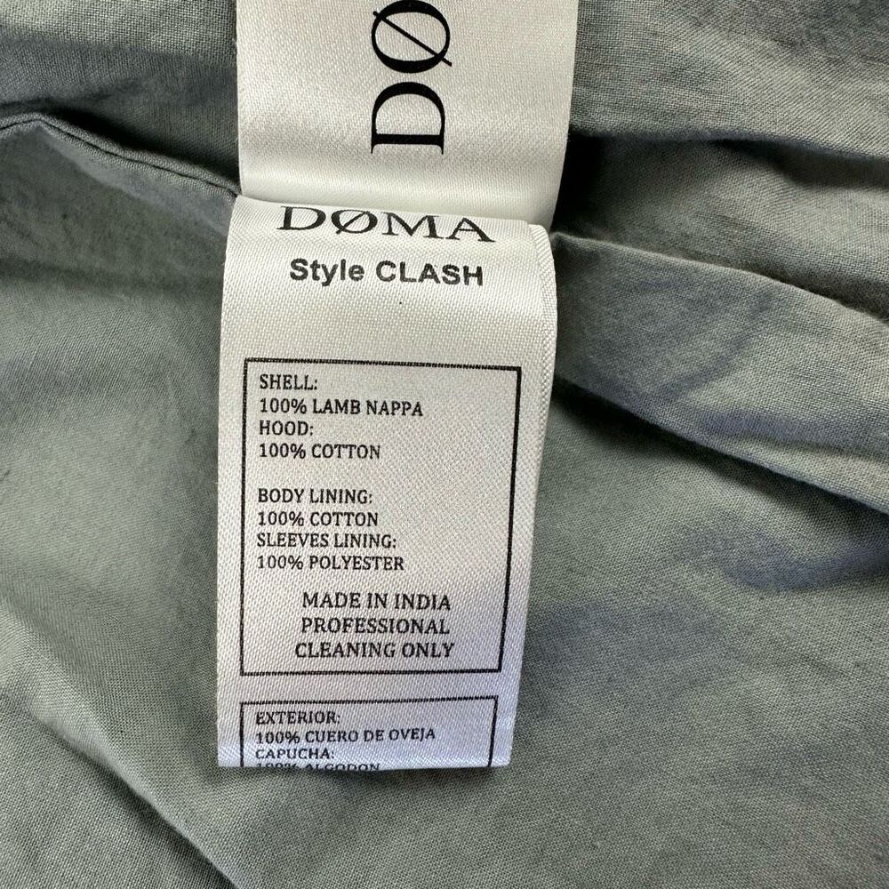 Doma Size L Clash Hoodie Leather Jacket Gray 100% Lamb Nappa Moto Grunge Edgy - Picture 9 of 14